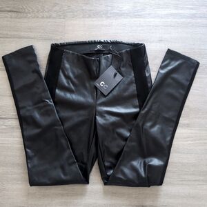 Faux Leather Suede Tuxedo Leggings